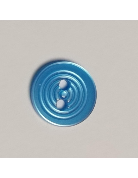 Bouton polyester 2 trous ,12mm, rond , bleu