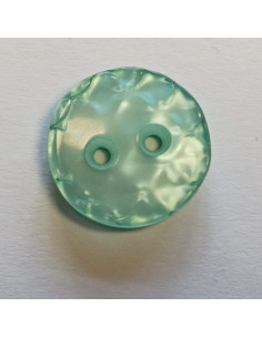 Bouton polyester 2 trous ,15mm, rond , vert jade