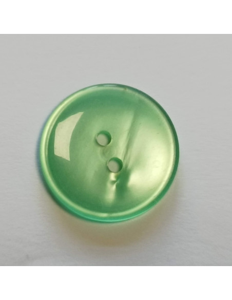 Bouton polyester 2 trous , 21mm, rond, vert clair