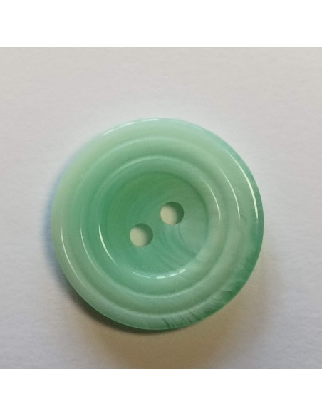 Bouton polyester 2 trous ,23mm, rond , vert jade