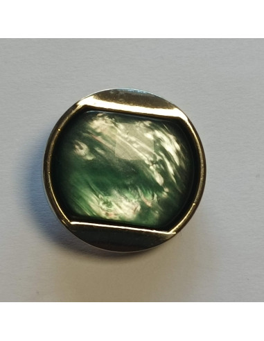 Bouton à pied, 27mm, effet métal , reflet bleu turquoise