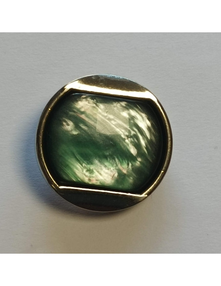 Bouton à pied, 27mm, effet métal , reflet bleu turquoise