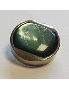 Bouton à pied, 27mm, effet métal , reflet bleu turquoise 2