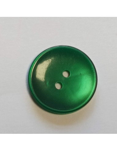 Bouton polyester 2 trous , 23mm, rond, vert
