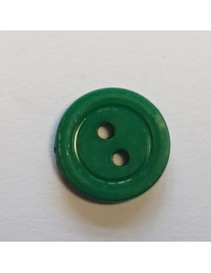 Bouton polyester 2 trous ,14mm, rond , vert