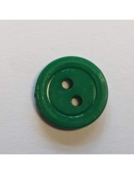 Bouton polyester 2 trous ,14mm, rond , vert