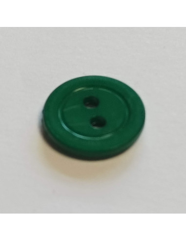 Bouton polyester 2 trous ,14mm, rond , vert