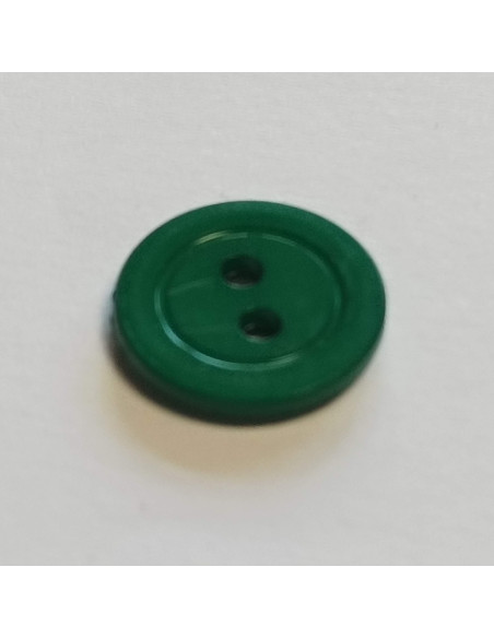 Bouton polyester 2 trous ,14mm, rond , vert
