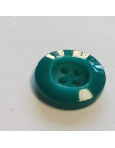 Bouton polyester 4 trous ,17mm, rond , bleu turquoise 2