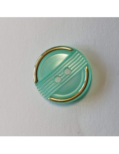 Bouton polyester, 2 trous,14mm, rond, vert jade