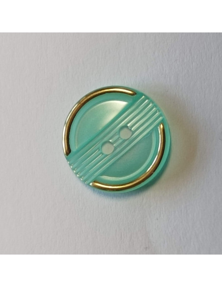 Bouton polyester, 2 trous,14mm, rond, vert jade