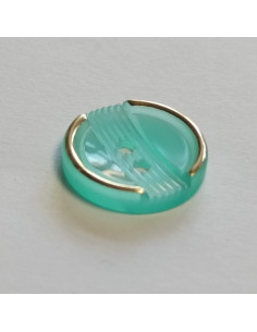 Bouton polyester, 2 trous,14mm, rond, vert jade 2