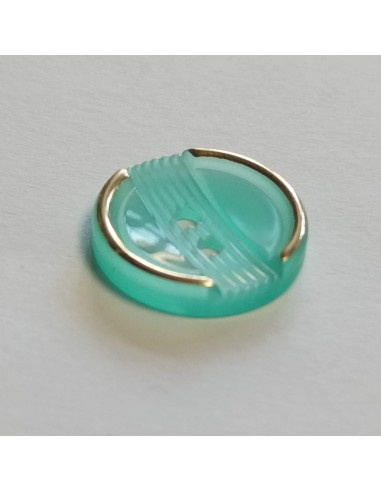Bouton polyester, 2 trous,14mm, rond, vert jade