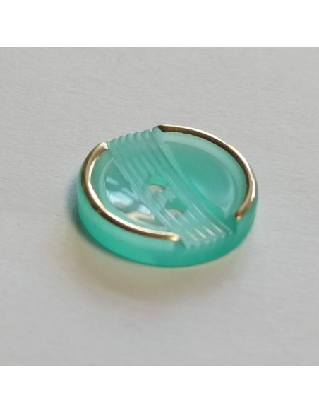 Bouton polyester, 2 trous,14mm, rond, vert jade