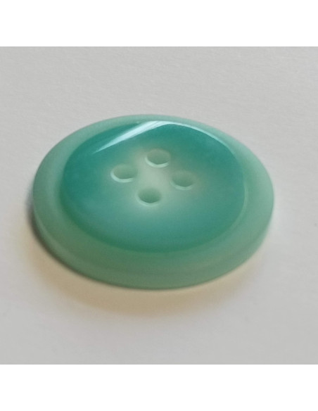 Bouton polyester 2 trous, 23mm, rond, vert jade