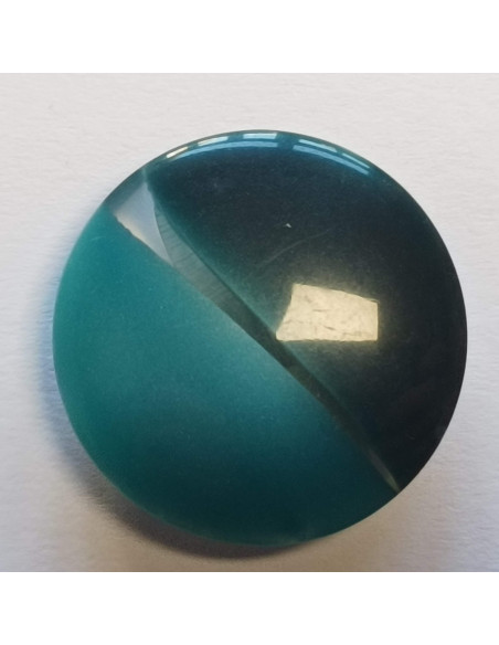 Bouton polyester à pied,  24mm, rond , bleu canard