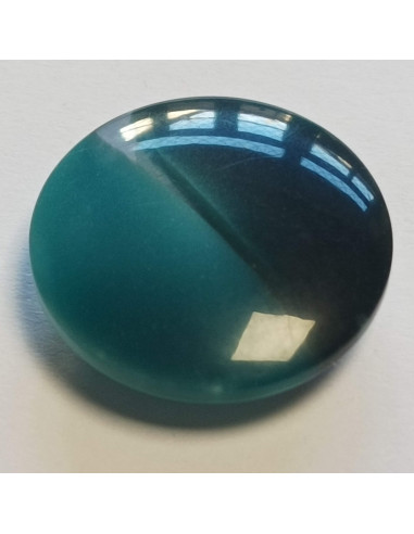 Bouton polyester à pied,  24mm, rond , bleu canard