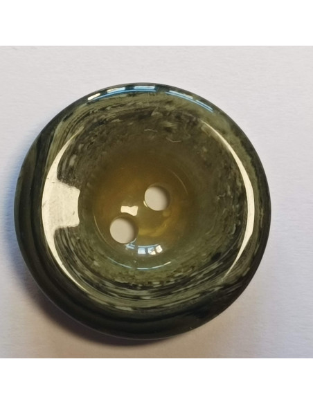 Bouton polyester 2 trous, 27mm, rond , vert/kaki