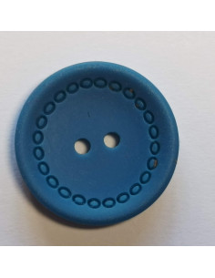 Bouton polyester 2 trous, 23mm, rond, bleu