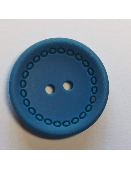 Bouton polyester 2 trous, 23mm, rond, bleu