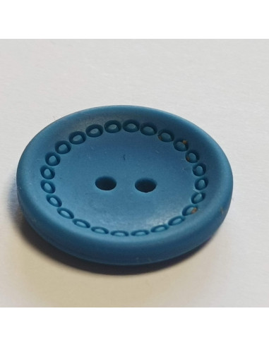 Bouton polyester 2 trous, 23mm, rond, bleu