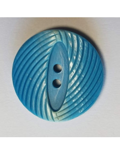 Bouton polyester 2 trous , 23mm, rond, bleu