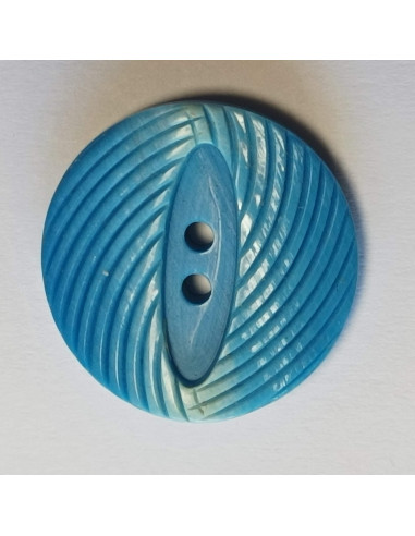 Bouton polyester 2 trous , 23mm, rond, bleu
