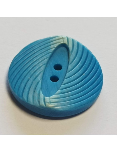 Bouton polyester 2 trous , 23mm, rond, bleu