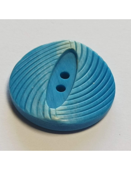 Bouton polyester 2 trous , 23mm, rond, bleu