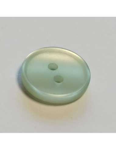 Bouton polyester 2 trous, 12mm, rond, vert très clair