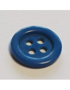 Bouton polyester 4 trous,14mm, rond, bleu 2