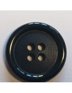 Bouton polyester 4 trous, 23mm, rond, bleu marine