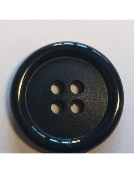 Bouton polyester 4 trous, 23mm, rond, bleu marine