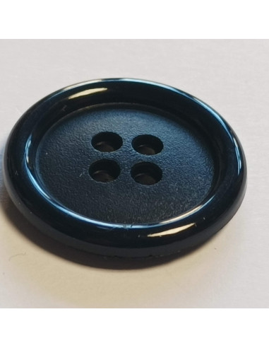 Bouton polyester 4 trous, 23mm, rond, bleu marine