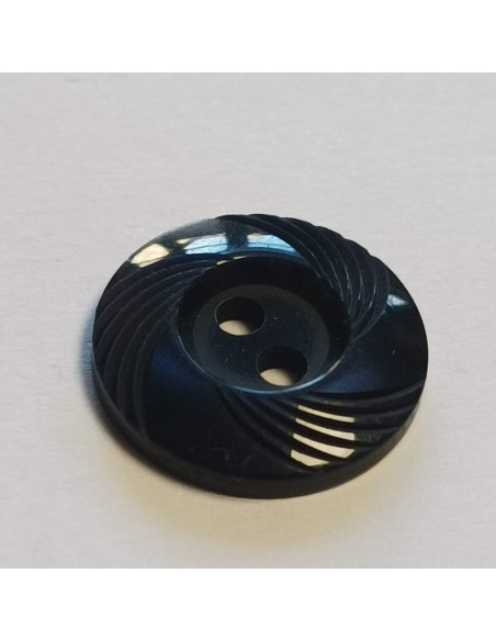 Bouton polyester 2 trous, 14mm, rond,  bleu marine foncé