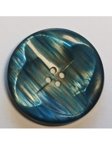 Bouton polyester 4 trous, 30mm, tulipe, bleu