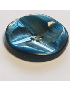 Bouton polyester 4 trous, 30mm, tulipe, bleu 2