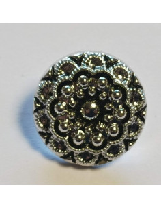 Bouton polyester à pied ,19mm, rond, fleur