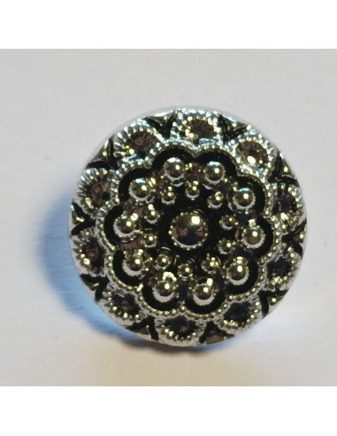 Bouton polyester à pied ,19mm, rond, fleur