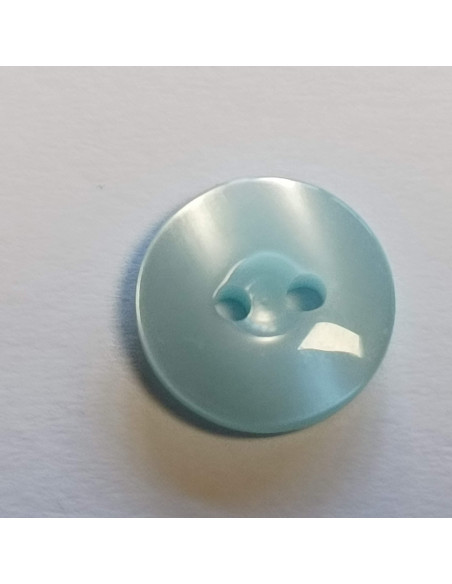 Bouton polyester 2 trous, 12mm, rond, bleu clair