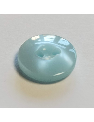 Bouton polyester 2 trous, 12mm, rond, bleu clair