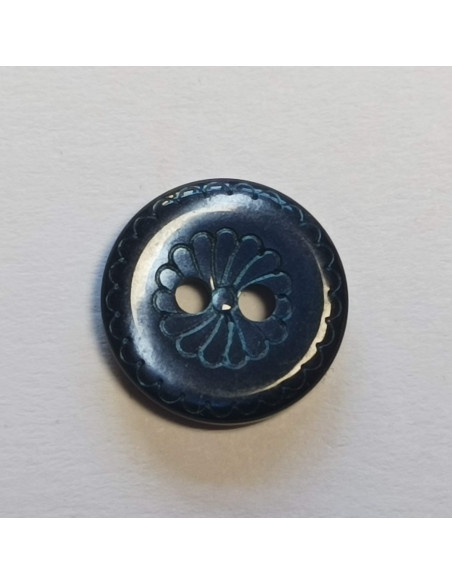 Bouton polyester, 2 trous, 11mm, rond, bleu marine