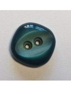 Bouton polyester 2 trous ,12mm, carré, bleu canard