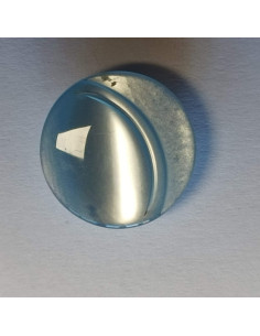 Bouton polyester à pied, 14mm, rond, motif  croissant de lune, bleu dragée