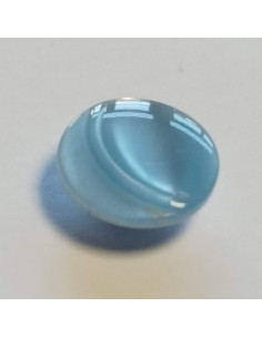Bouton polyester à pied, 14mm, rond, motif  croissant de lune, bleu dragée 2