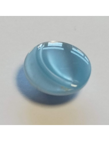 Bouton polyester à pied, 14mm, rond, motif  croissant de lune, bleu dragée