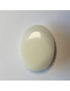 Bouton polyester à pied, 18mm, ovale écru