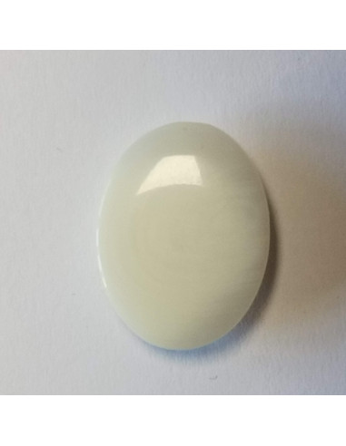 Bouton polyester à pied, 18mm, ovale écru