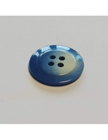 Bouton polyester 4 trous ,13mm, rond, bleu