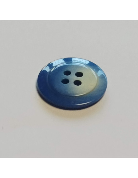 Bouton polyester 4 trous ,13mm, rond, bleu
